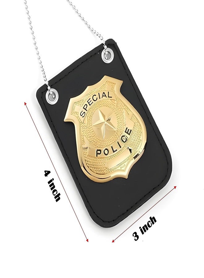 Finduat Police Badge with Chain and Belt Clip, Gold Detective Role Play Costume Accessory - Image 5